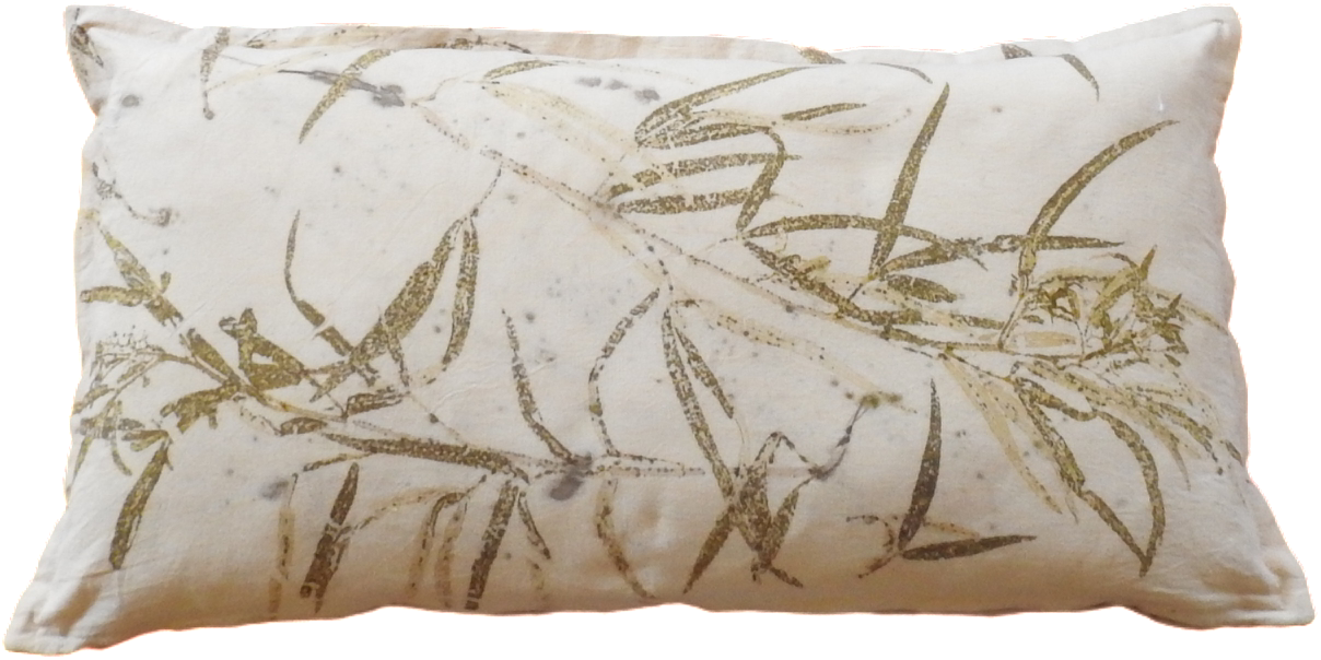 Handmade Eco-Printed Linen Blend Pillow Case – 30x55 cm