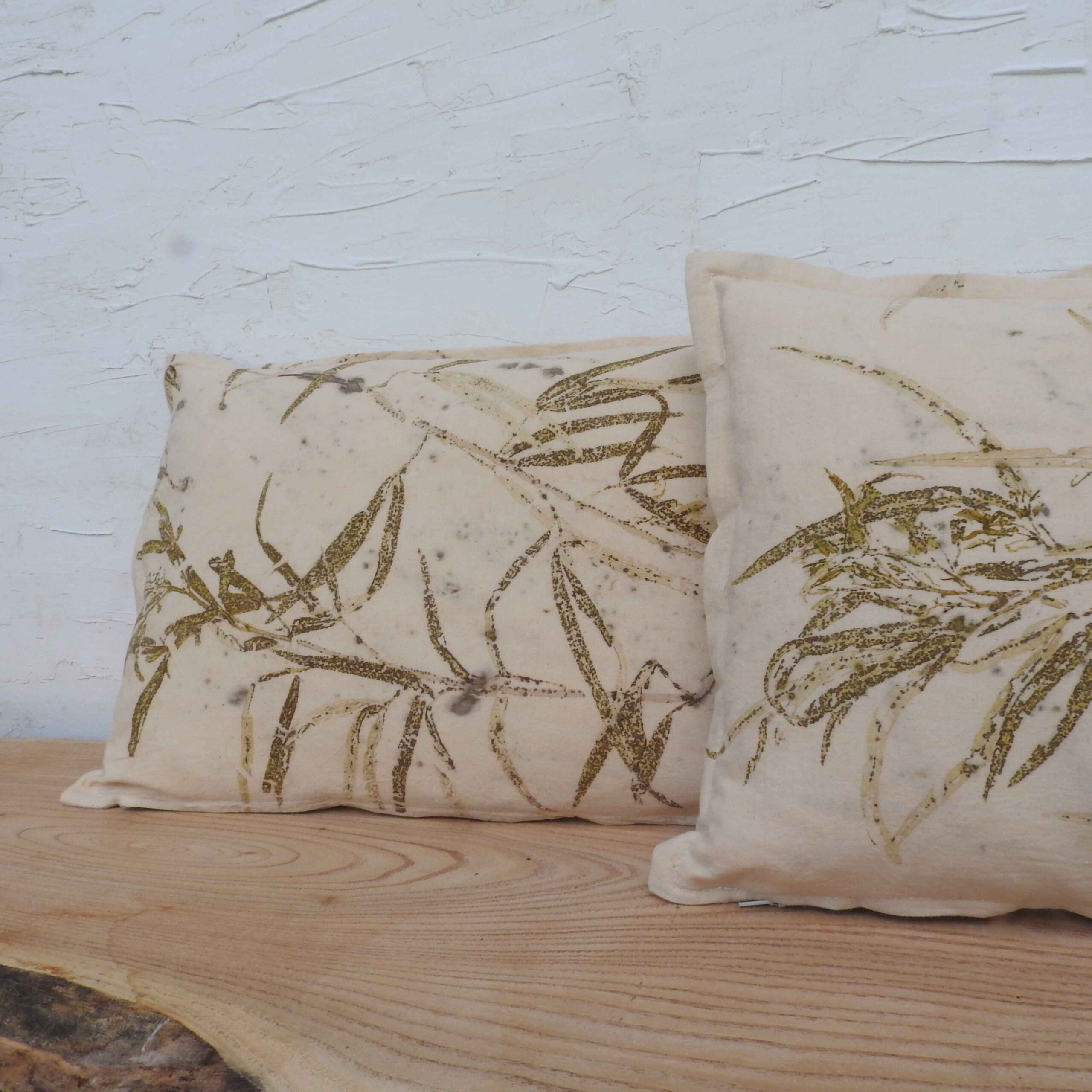 Handmade Eco-Printed Linen Blend Pillow Case – 30x55 cm - Image 4