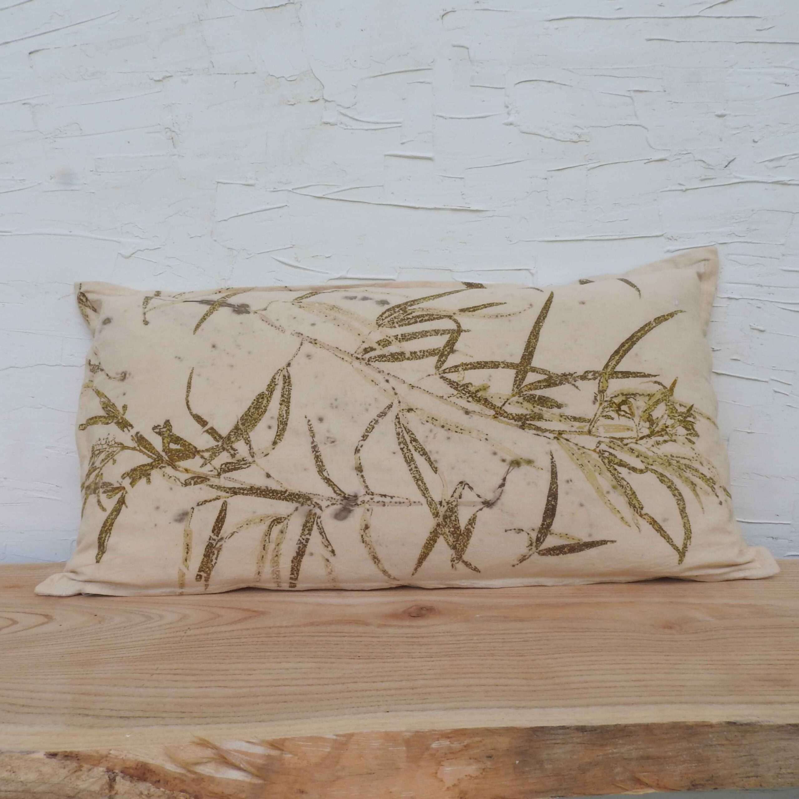 Handmade Eco-Printed Linen Blend Pillow Case – 30x55 cm - Image 2