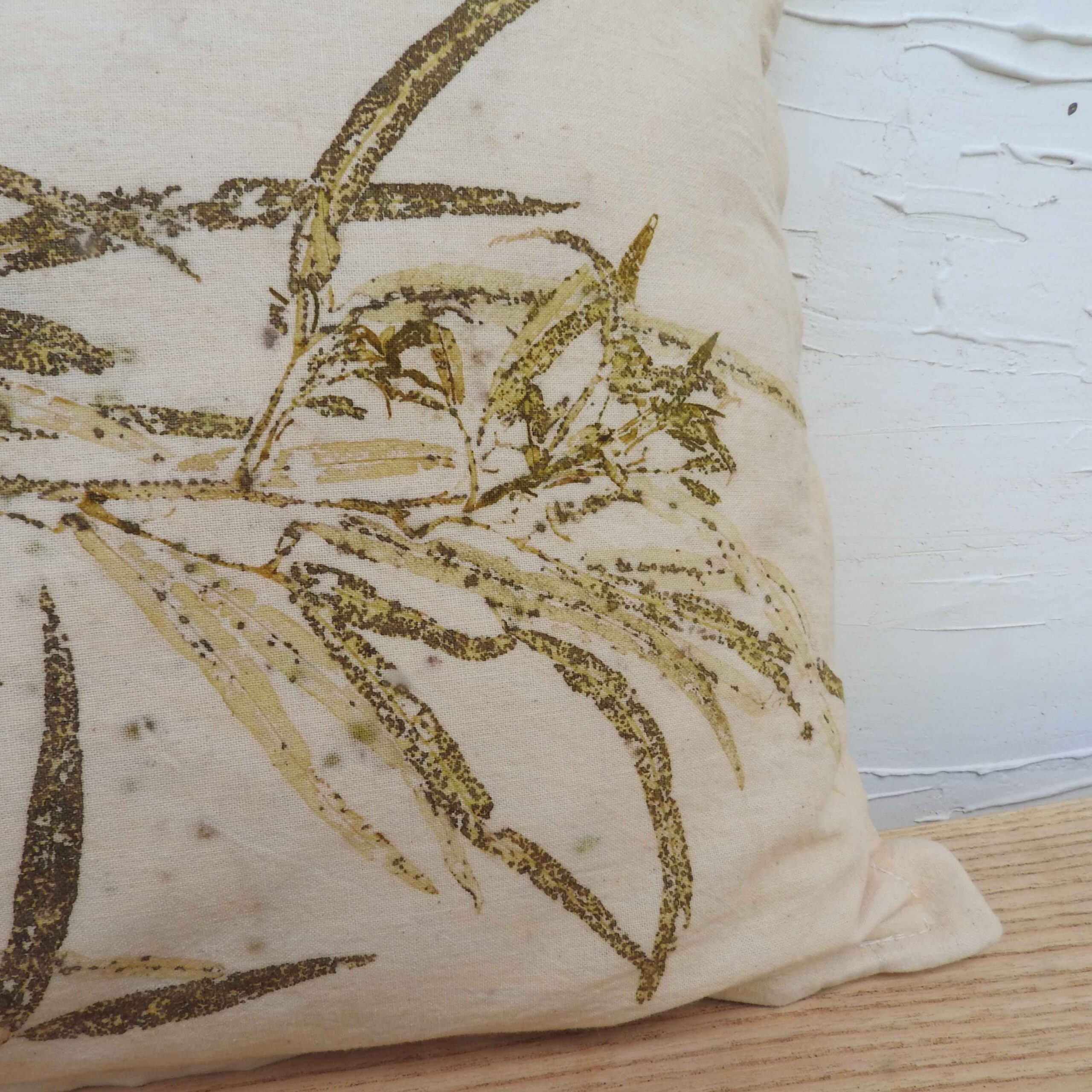 Handmade Eco-Printed Linen Blend Pillow Case – 30x55 cm - Image 3